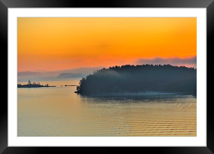 Dramatic sunrise on the Baltic Sea amid the island Framed Mounted Print by Marianne Campolongo