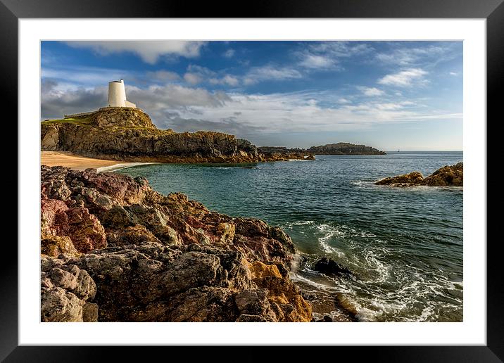 Lighthouse Bay Llanddwyn Island Framed Mounted Print by Adrian Evans