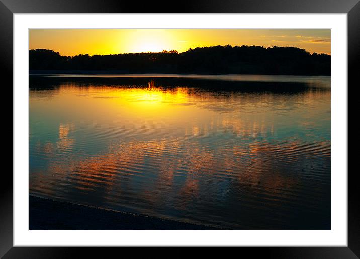 Sunset Over Lake with Reflections Framed Mounted Print by Scott Hubert