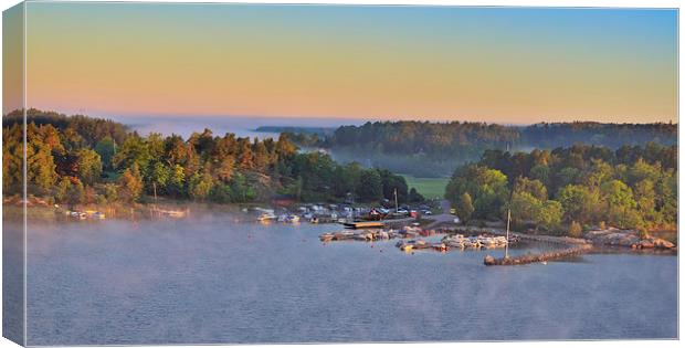 Panorama Stockholm Archipelago at dawn Sweden Canvas Print by Marianne Campolongo
