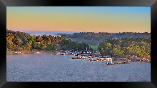Panorama Stockholm Archipelago at dawn Sweden Framed Print by Marianne Campolongo