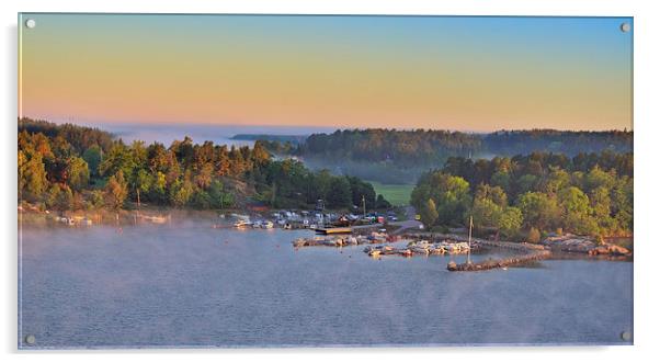 Panorama Stockholm Archipelago at dawn Sweden Acrylic by Marianne Campolongo