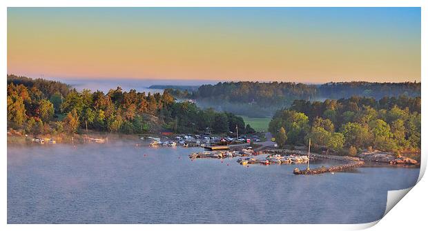 Panorama Stockholm Archipelago at dawn Sweden Print by Marianne Campolongo
