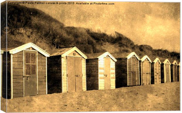 Beach huts at Saunton Sands Devon Canvas Print by Paula Palmer canvas