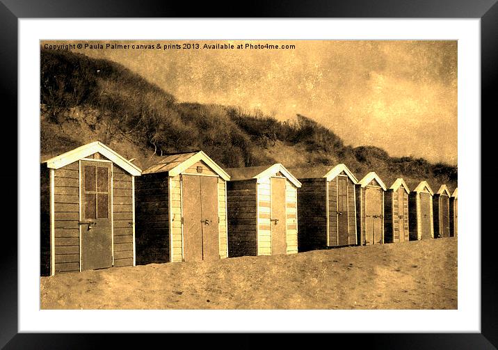 Beach huts at Saunton Sands Devon Framed Mounted Print by Paula Palmer canvas