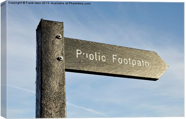 Public footpath sign set against a blue sky Canvas Print by Frank Irwin
