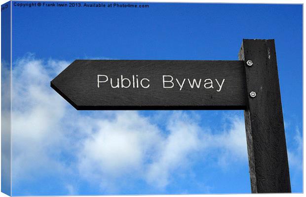 Public Byway sign set against a blue sky. Canvas Print by Frank Irwin