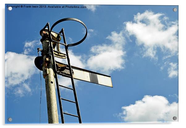 Semaphore type signal set against a blue sky Acrylic by Frank Irwin