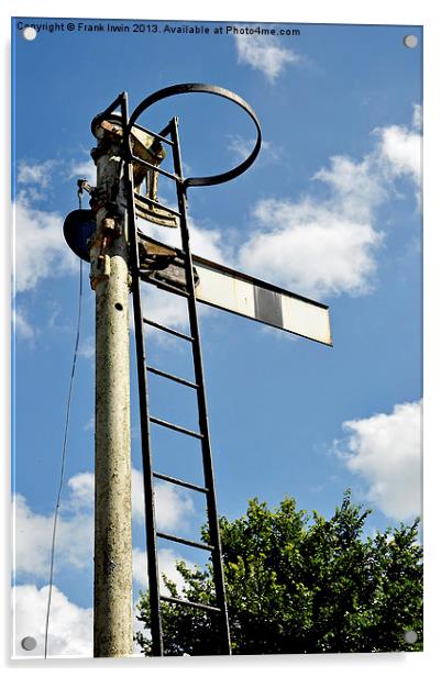 Old type semaphore signal set against a blue sky Acrylic by Frank Irwin