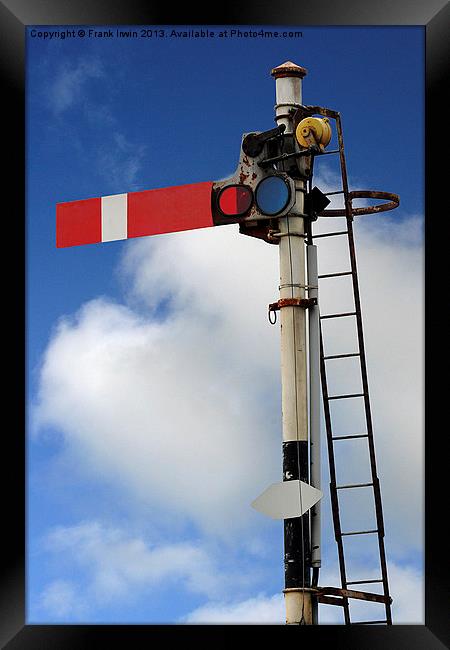 Old type semaphore signal set against a blue sky Framed Print by Frank Irwin