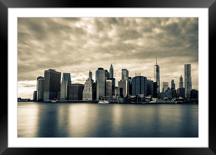 Downtown Manhattan Skyline Framed Mounted Print by Jed Pearson