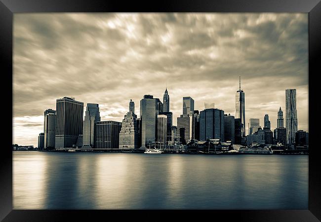 Downtown Manhattan Skyline Framed Print by Jed Pearson
