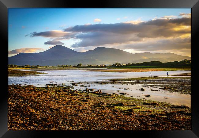 Evening anglers at the Mournes Framed Print by David McFarland