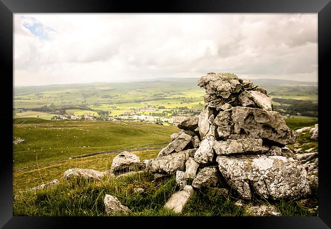 Limestone Cairn, Overlooking Settle Framed Print by Thomas Milner