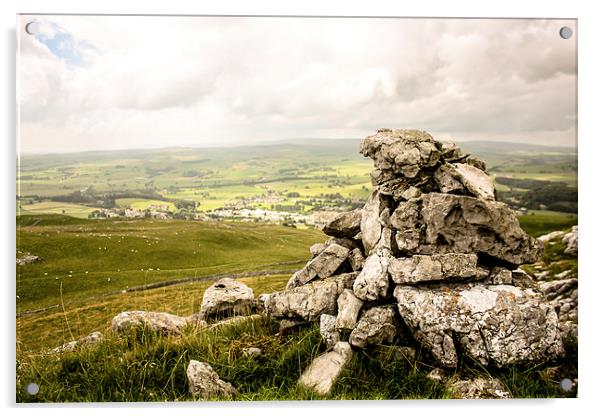 Limestone Cairn, Overlooking Settle Acrylic by Thomas Milner