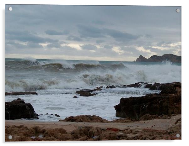 Stormy Seas On Costa Blanca Acrylic by Les Morris