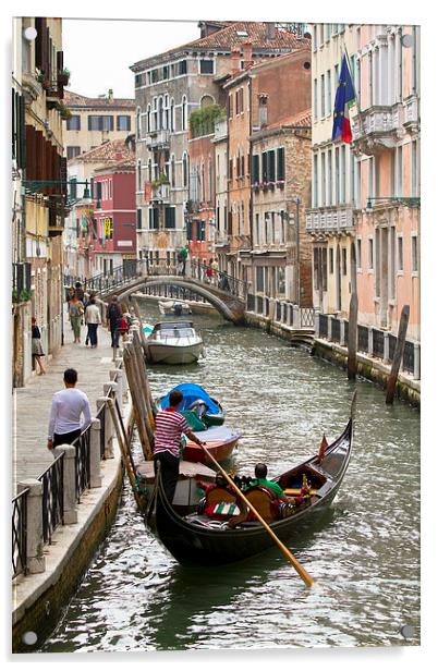 Gondola in Venice Acrylic by Steve Hughes