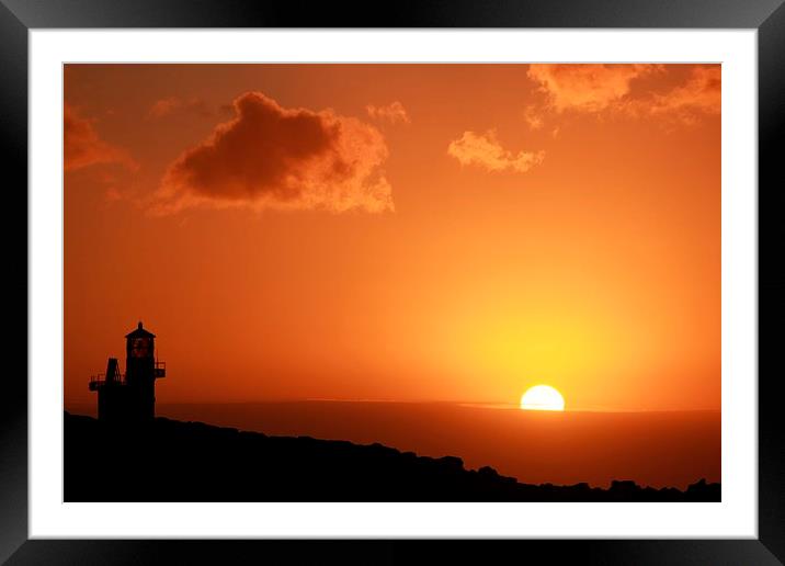 Sunset Over Hamnavoe Lighthouse Framed Mounted Print by Anne Macdonald