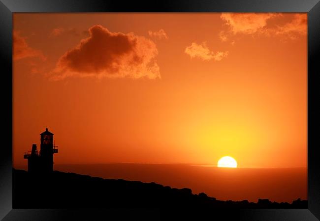 Sunset Over Hamnavoe Lighthouse Framed Print by Anne Macdonald