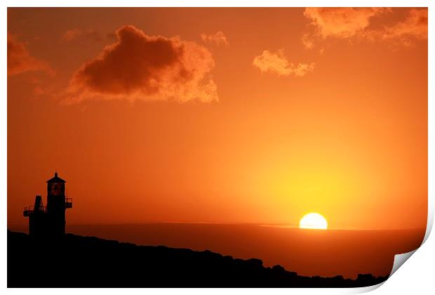 Sunset Over Hamnavoe Lighthouse Print by Anne Macdonald