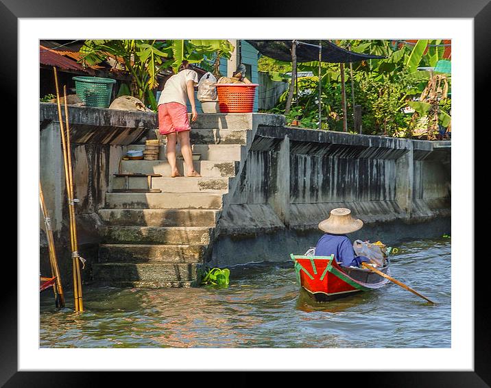 Life on the Klongs of Bangkok Framed Mounted Print by colin chalkley