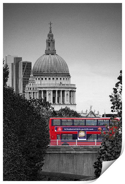 Bus and St Pauls Cathedral Print by Scott Anderson