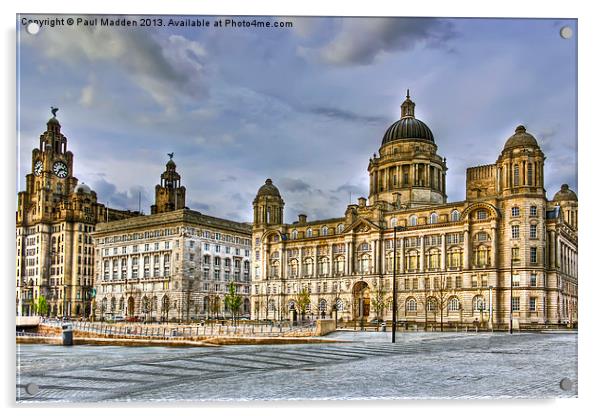 The Three Graces Of Liverpool Acrylic by Paul Madden