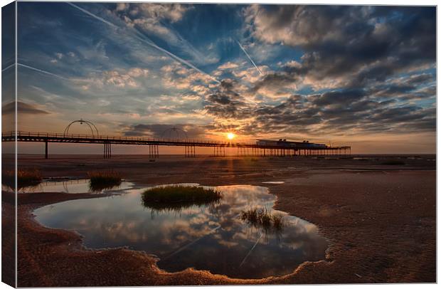 Southport Pier at Sunset Canvas Print by Roger Green