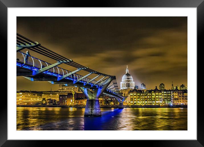 St Pauls and the Millennium Bridge Framed Mounted Print by Ian Hufton