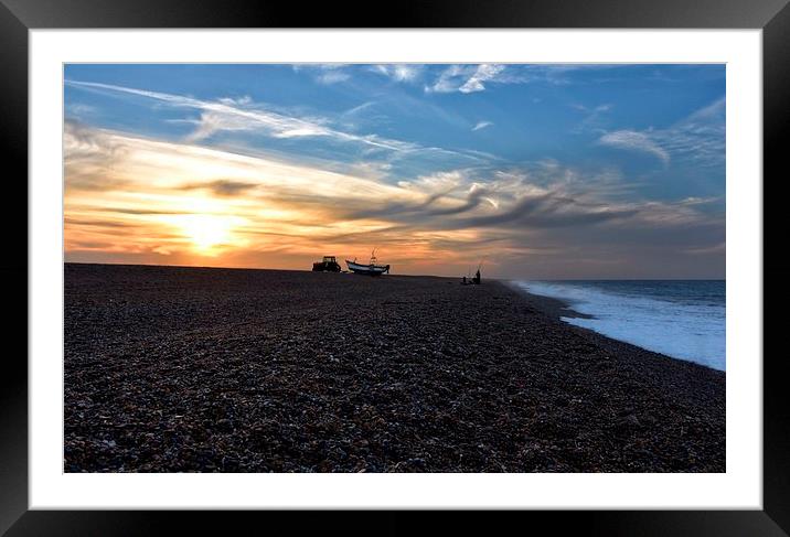 Sunset over Cley beach Framed Mounted Print by Gary Pearson