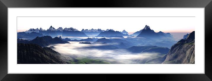 Mist Through The Mountains Framed Mounted Print by Hugh Fathers