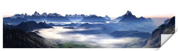 Mist Through The Mountains Print by Hugh Fathers