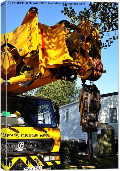 A large mobile crane at a caravan site Canvas Print by Frank Irwin