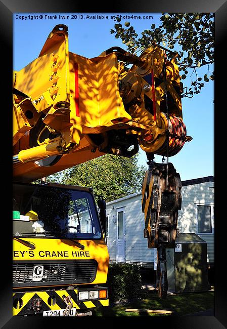 A large mobile crane at a caravan site Framed Print by Frank Irwin