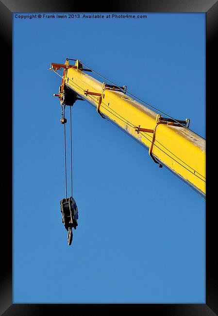The jib extended on a large crane. Framed Print by Frank Irwin