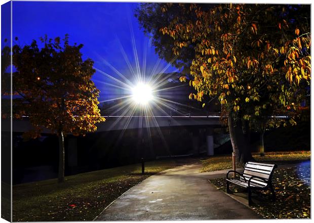 The Twlight Lampost and the Bench Canvas Print by leonard alexander