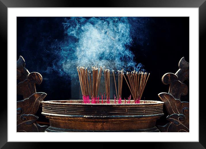 Incense sticks Framed Mounted Print by Sam Burton