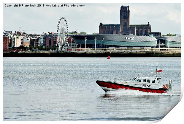 Liverpool Pilot launch, Echo Arena in the backgrou Print by Frank Irwin