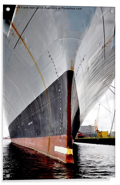 A Royal Navy ships bow close up Acrylic by Frank Irwin