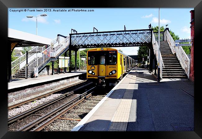A Merseyrail train, above ground Framed Print by Frank Irwin