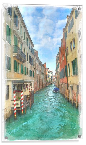 Venetian Canals Watercolour Acrylic by Steve Hughes