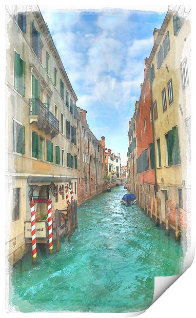 Venetian Canals Watercolour Print by Steve Hughes