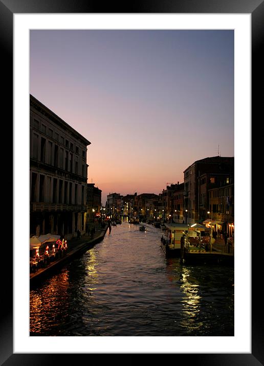 Venice Canal at Dusk Framed Mounted Print by Belinda Greb