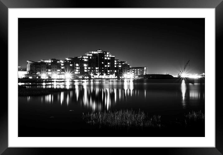 Harbour Lights Black and White Framed Mounted Print by Phil Wareham