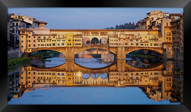 Ponte Vecchio Reflections Framed Print by Steve Wilcox