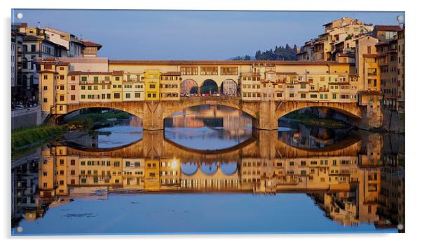 Ponte Vecchio Reflections Acrylic by Steve Wilcox