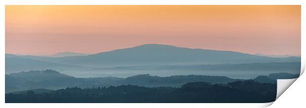Dawn over the Tuscan Hills Print by Stephen Mole