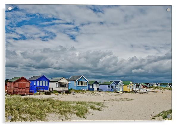 Mudeford spit beach huts Acrylic by Dan Ward