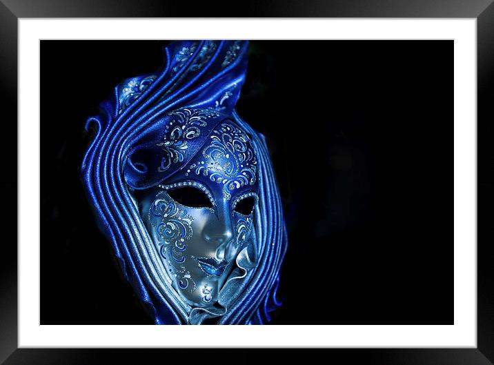 Blue Venetian Mask Framed Mounted Print by Steve Hughes