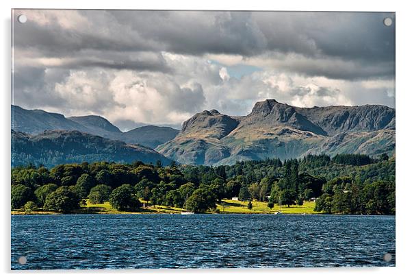Across Lake Windermere to the Langdales Acrylic by Jacqi Elmslie